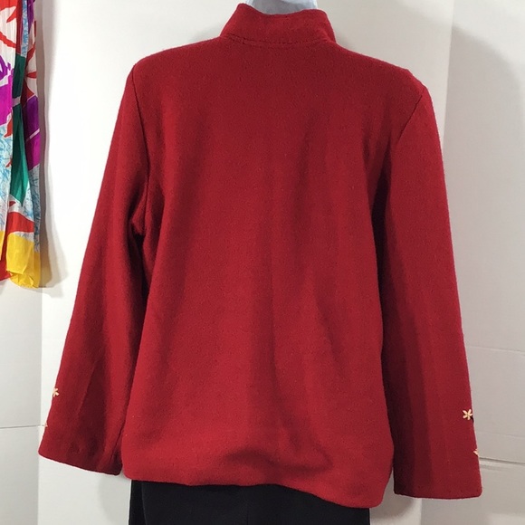 Victor Costa red embroidered zip front jacket S - Picture 6 of 11